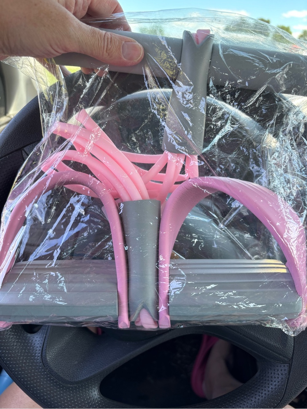 Source Unknown Pink and Gray Foam Resistance Bands Set